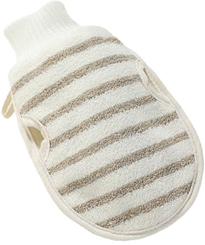 LRXIYODE Double Sided Skin Scrubbing Glove with Soft Flax Material Exfoliating Shower Mitt for Bathing Gentle Dead Skin Removal and Deep Cleansing Hanging Design for Quick Drying and