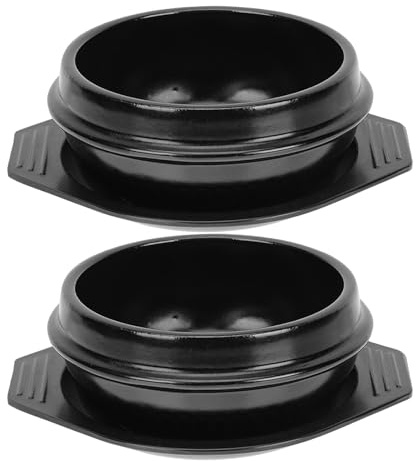 Cabilock Set 2 Bols en Pierre Coréenne 800ml en Céramique avec Plateau, Capacité Optimale et Contrôle Précis Chaleur, pour Restaurant ou Table à Manger