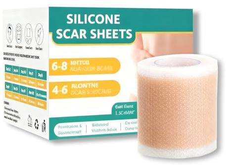 YUPZAR 1 Pezzo Cerotti Silicone Cicatrici,Hydrocolloid Roll, Per Cicatrici da Taglio Cesareo, Operazioni, Ustioni, Cheloidi, Acne e altro,4 cm x 300 cm
