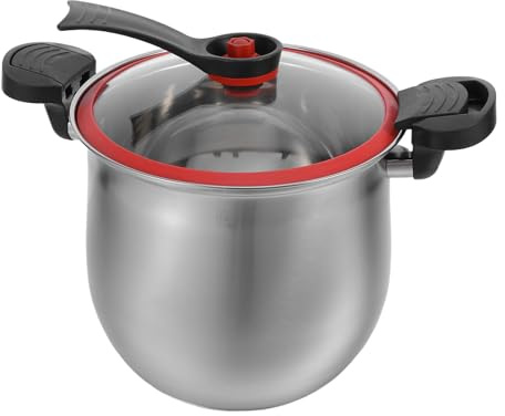 Veemoon Marmite à micro-pression en acier inoxydable avec couvercle - 8 L - Idéale pour mijoter, préparer des bouillons, des sauces, plats pour les repas de famille et les fêtes - Sûre et facile