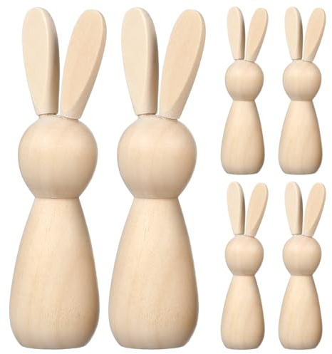 Veemoon 10 Unbemalte Holzhasen-figuren zum Selbermachen, Unbemalte Hasenfiguren aus Naturholz, Osterhasen-dekoration, Tierfiguren für Frühlings- Und Osterfeiern, 3,54 X 1,18 X 0,98 Zoll