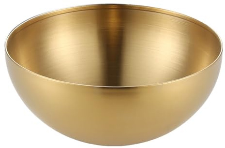 Kivivaka Bol mélangeur en acier inoxydable pour cuisine, 20 x 20 x 9 cm, bol à salade et à pâtisserie avec texture mate, doré, compatible avec une utilisation domestique
