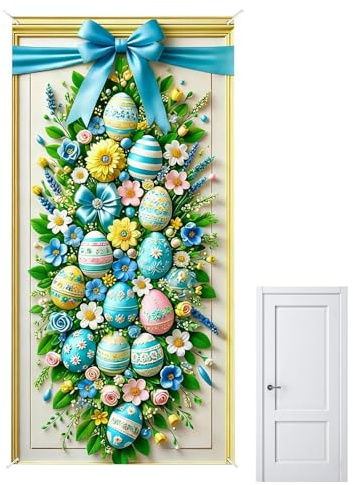 Banderolas De Pascua | 89x178 Cm Fondo Impermeable Bonito | Banderines de Pascua para Puerta Principal | Para Interior Exterior Porche Entrada Jardín Patio Vacaciones de Primavera