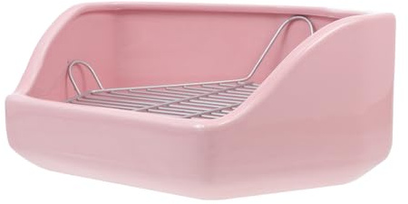 QUMIIRITY Übergroße Pentagonale Kaninchentoilette aus Keramik mit Abnehmbaren Gittern und Kippschutz für Kleine Käfige von Chinchillas und Frettchen