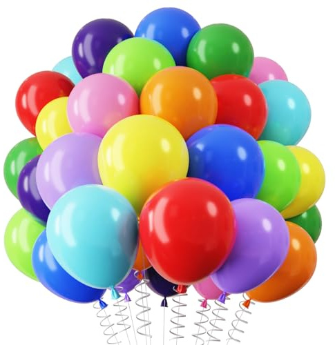 QIFU Flerfärgad ballong, 12 tum färgglada födelsedagsballonger helium ballong flerfärgad för grattis på födelsedagen kön avslöjar bebisen grattis på födelsedagen regnbåge dekoration brud ﻿