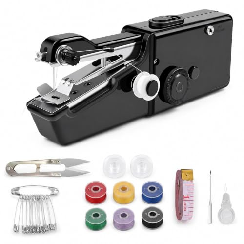 ROMINVIC Nähmaschine,Handnähmaschine,Tragbare Mini Elektrische Nähmaschine mit Nähzubehör, für Anfänger, Einfach Bedienbar für Leder, Stoffe, Kleidung & Heimtextilien (Samen)