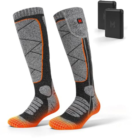 MRAWARM Rechargeable Heated Socks for Men Women | 6000mAh Battery, Up to 8.5 Hours, Full Sole Heating, 3 Heating Levels，Keep Warm Dry