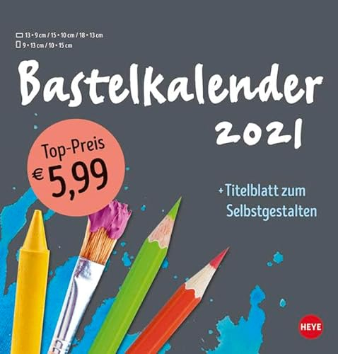Bastelkalender 2021 anthrazit mittel - mit Titelblatt zum Selbstgestalten und Monatskalendarium - Format 21 x 22 cm