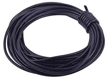 KONMAY - 1 rotolo di cordoncino in pelle circolare da 3,0 mm, 9,1 metri, colore: nero, per creazione di gioielli, collane, bracciali e artigianato