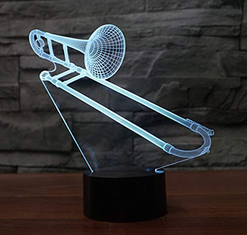 SUAVER 3D Lampe LED Nachtlicht, 3D Optical Illusion Lampe Touch Tischlampe 7 Farbwechsel Dekoration Lampe USB Powered Stimmungslicht Skulptur Licht Geburtstags Weihnachts Geschenk (Posaune)