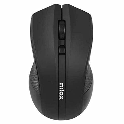 Nilox, Mouse Ottico Wireless 1600 Dpi, Ergonomico con 3 Dpi Regolabili, Ricezione Fino a 10 Metri, Compatibile con Windows, Mac e Linux, Nero