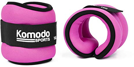 Komodo Pink Neoprene Ankle and Wrist Weights | Pre-filled with iron filing sand, Adjustable using hook-and-loop straps