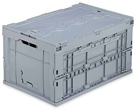 Relaxdays Profi Transportbox, stabil, Gewerbe, hochwertiger Kunststoff, Qualität, 60 L, HxBxT 32,5x58,5x39,5cm, grau