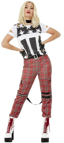 Smiffys Punk Rocker Costume, Red Top & Trousers, 1990's Fancy Dress, 1990s Dress Up Costumes