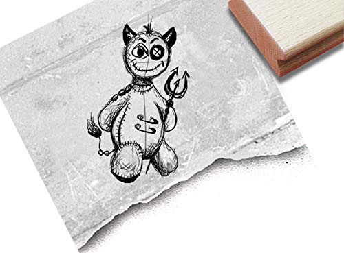 Stempel Motivstempel Teufel, Voodoo-Puppe - Kinderstempel Halloween Geschenk für Kinder Basteln Kunst Fasching Monster Party-Deko- zAcheR-fineT