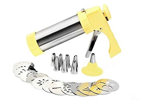 Presse à Biscuits Inox Pressebiscuits KitMachine biscuiterie gâteau décoration 13 & 8 Presse Moules Pâtisserie Piping Cookie outil Biscuit Nozzles Maker (Size : YELLOW)