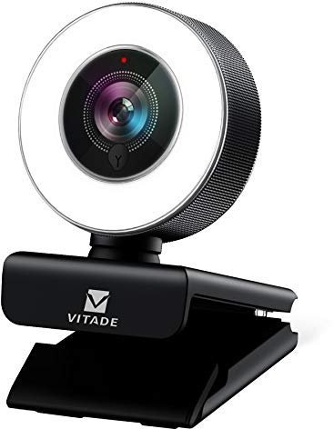 VITADE Webcam with Microphone, HD 1080p Web Camera 960A Streaming Webcam with Ring Light, USB Webcam for Zoom YouTube Skype Teams Twitch/Laptop Desktop/Calls Conference Teaching Streaming and Gaming