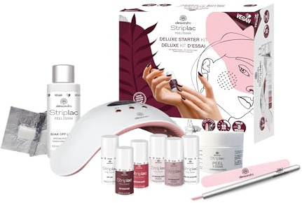 alessandro STRIPLAC PEEL OR SOAK DELUXE KIT- UV-Nagellack Set – Für eine professionelle und schonende Maniküre in 15 Minuten – Vegan und tierversuchsfrei – Inkl. LED-Lampe