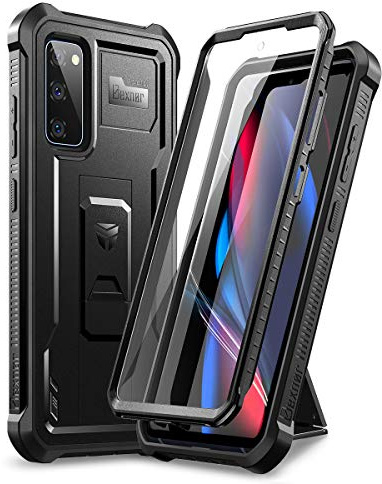 Dexnor Hülle Kompatibel mit Samsung Galaxy S20 FE 5G 6,5 (Not Fit S20) mit Integriertem Displayschutz 360 Ganzkörper-Stoßstangenschutz mit Ständer - Schwarz