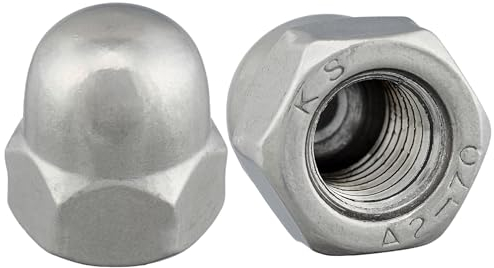 Hutmutter hohe Form nach DIN 1587 rostfreier Edelstahl A2 V2A Sechskant-Hutmuttern (25 Stück, M12)