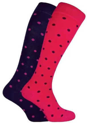 Sock Snob - Womens Long Knee High Bamboo Socks | 2 Pair Pack | Plain & Patterned | Gift for Ladies (4-7, Polka Dot)