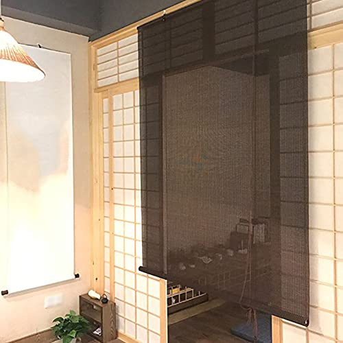 Zlovne Tenda a Rullo in bambù Nero,Tapparella a Carrucola in Bamboo,Bamboo Curtain con Sollevatore,50% Traspirante Persiana Avvolgibile,per Famiglia/Sala da tè/Giardino (W135xH320cm/53x126in)