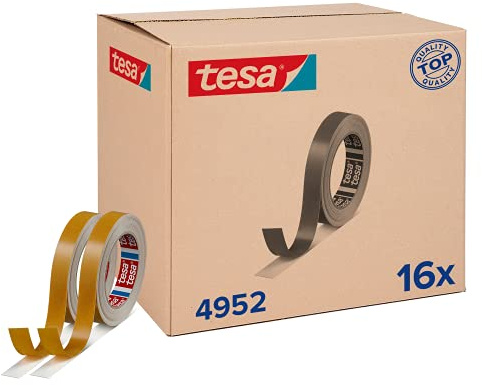 tesafix 4952 Montageband im 16er Multipack - je 50 m x 19 mm | 16 Rollen feuchtigkeitsresistentes, doppelseitiges Klebeband - zur Montage ohne Bohren - für feuchte Umgebungen - Weiß