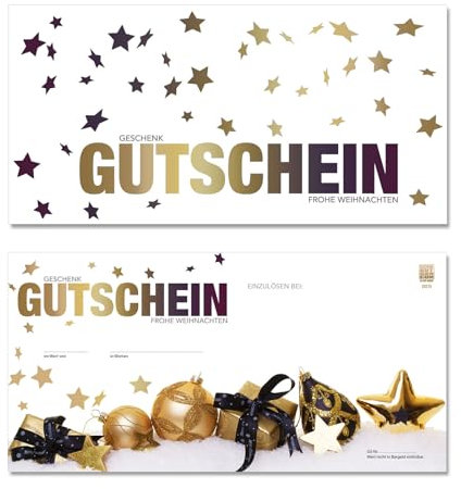 GESCHENKGUTSCHEINcom by POS-HAUER. 10 Gutscheine, blanko zum selber Ausfüllen. Für Weihnachten Weihnachtsfest. Mit Weihnachtsmotiv.