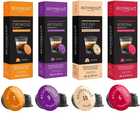 Bestpresso Coffee capsules compatible with Starbucks Verismo, Caffitaly, CBTL, K-fee systems 80 Pods (Variety Pack)