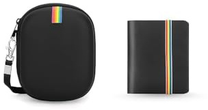 Yinke Väska fodral med fotoalbum för Polaroid Go Instant Camera, hårt skyddsfodral barnkamera resväska fodral – jul nyår födelsedag festival leksak present (svart kombination)