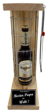 Warsteiner Pilsener - Biergeschenke für Männer lustig Papa Geburtstag von Kindern Weihnachten Eiserne Reserve Gitterkäfig -s- Bester Papa der Welt Bier (1 x 0.5 l)