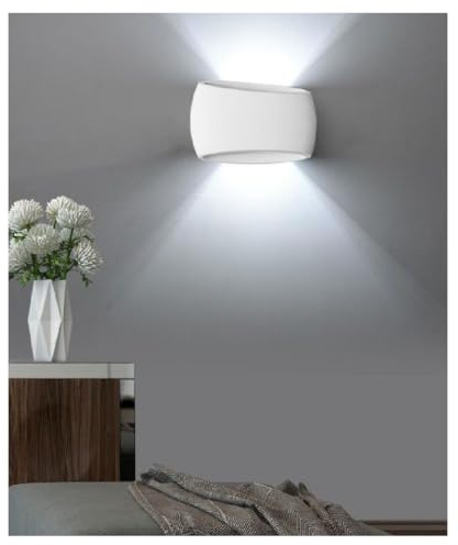 OISE ART STORE Trade Shop - Applique da Parete Ovale in Gesso Verniciabile Doppia Emissione Luminosa R7s E08