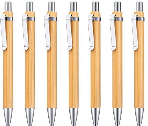 Catelves 8 Stück Kugelschreiber Holz Kugelschreiber Hochwertig, Kugelschreiber Schwarz, Nachhaltiges Kugelschreiber Set, Hochwertige Kugelschreiber,Bambus Kugelschreiber Schreibgerät für Schule, Büro