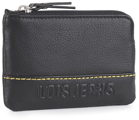 Lois - Monedero Piel Hombre Compacto para Uso Diario, Monedero Hombre Pequeño De Cuero con Diseño Funcional para Llevar Monedas Y Objetos Esenciales con Comodidad, Negro