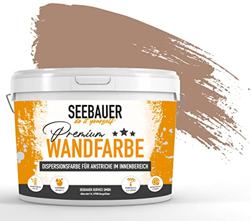 SEEBAUER diy Wandfarbe Braun 300ML für Innen (No. 608 Hazel Eyes) Edelmatte braune Innenfarbe - Brauntöne sehr hohe Deckkraft - Matt, Abwaschbar und Tropffrei