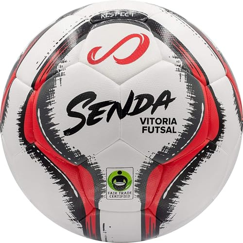 SENDA Vitoria Premium Match Futsal Ball, Fair Trade Certified, Red/Grey, Size 3 (Ages 8-12)