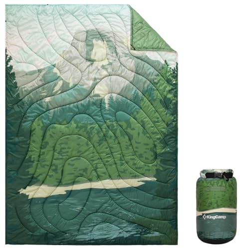 KingCamp Camping Blanket, Lightweight Warm Multifunctional Outdoor Blanket | Travel Blanket Outdoor with Snap Button, Water-Repellent Compact Camping Quilt for Camping, Hiking, Picnic, Beach, Car