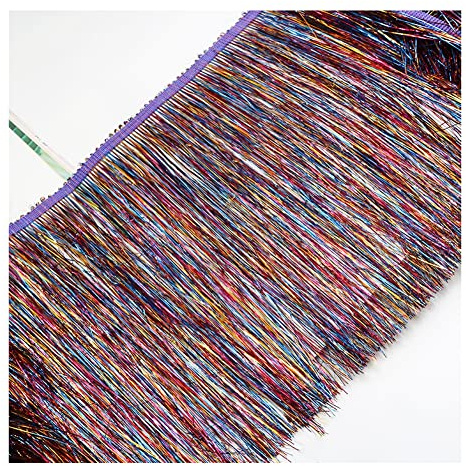 Yurosiay 10 m × 20 cm seda flecos borla borde largo borla ribete corte flecos para coser flecos de danza cinta de flecos latinos para manualidades, ropa, multicolor