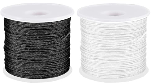 Suo Long Nylonschnur für Armbänder 0,8 Armband Schnur 2 Rolles Nylonfaden für Armbänder Schwarz + Weißer 100 Meters Jedes Nylon Schnur Perlen Auffädeln Halskette Schmuckherstellung DIY Handwerk