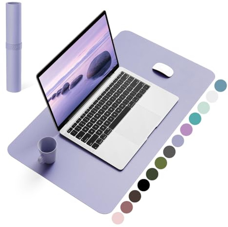 YSAGi Schreibtischunterlage, Premium Leder Mauspad, Lavendel, 60x35cm | Rutschfeste Schreibtisch Unterlage, Tischunterlage, Multifunktionales Mousepad Schreibtisch Organizer für Büro & Homeoffice