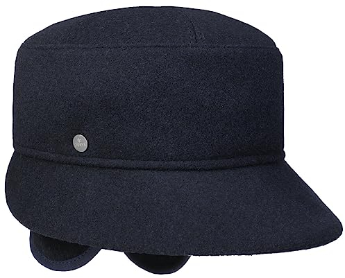 LIERYS Schute mit Ohrenklappen Filzhut Wollmischung Eleganter Damenhut Herbst Winter dunkelblau M (56-57 cm)