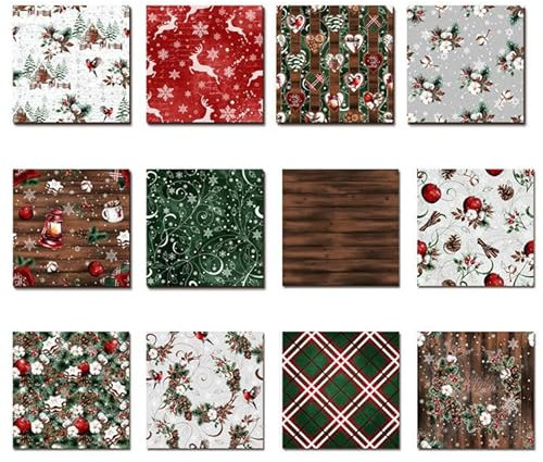 Syntego Dekoratives säurefreies Scrapbook-Papier-Set, 160 g/m², für Scrapbooking und Kartenherstellung, einseitig (Rustische Frohe Weihnachten)