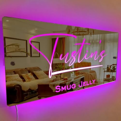 VEELU Personalisierte LED Name Spiegel Licht, Personalisierte Name Schlafzimmer Spiegel LED, Personalisierte Kommode Beleuchtung Für Schlafzimmer, Wohnzimmer Dekoration, Geburtstag