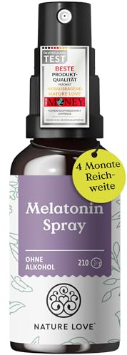 NATURE LOVE® Melatonin Spray – geschmacksneutral – ohne Alkohol – 0,5 mg Melatonin pro Tagesdosis – mit Vitamin B1 und B6 – 30 ml, vegan, alkoholfrei, hochdosiert