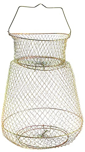 KJKVIVH Foldable Portable Steel Wire Fishing Pot Trap Net Crab Crawdad Cage Fish Basket