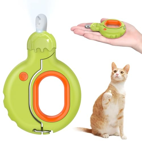 BIRDTOBR Krallenschere mit Led Licht für Katzen Hunde, Professionelle Nagelknipser Scharfe Klinge Sicheres, Krallenschere für Katzen Hunde für Mittlere und Kleine Haustiere Krallenpflege