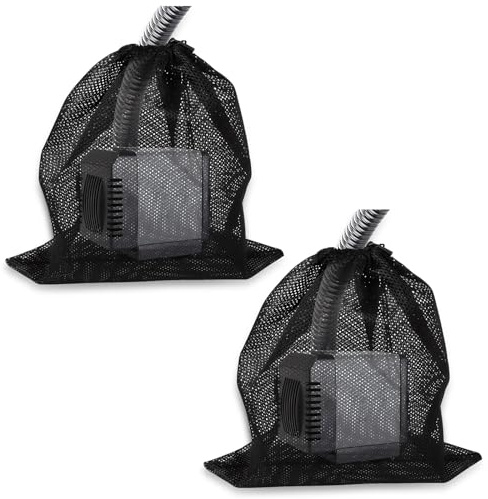 2 Pack Pump Filter Bag, Black Pump Barrier Bag, Pump Mesh Bag for Outdoor Fish Ponds Filters