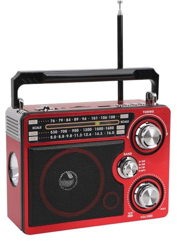 Receptor de Radio Portátil, Radio Conveniente de Banda Completa, Pequeña y Liviana, con Antena Larga y Fácil Operación para el Hogar, Automóvil, Viajes, Camping (Enchufe Europeo