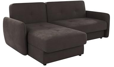 S-Style Möbel Eckcouch Sofa Ecksofa 232 x 147 x 83 cm Mit Schlaffunktion Zwei Bettkasten Verstellbare Rückenlehnen Mikrofaser L Form Links Freistehend Monte Braun Khaki