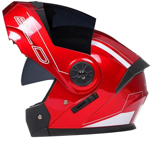 Casque Moto Adulte Homme Et Femme Flip Up Casque Moto Modulable Homologué ECE avec Double Visière Casque Scooter pour Locomotive Casque Integral Modulable F2,S=55-56CM